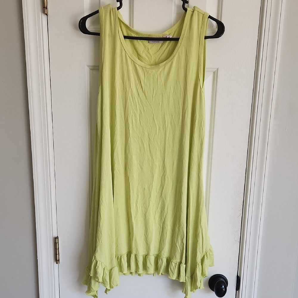 Lime Green Sleeveless Ruffle Hem Top